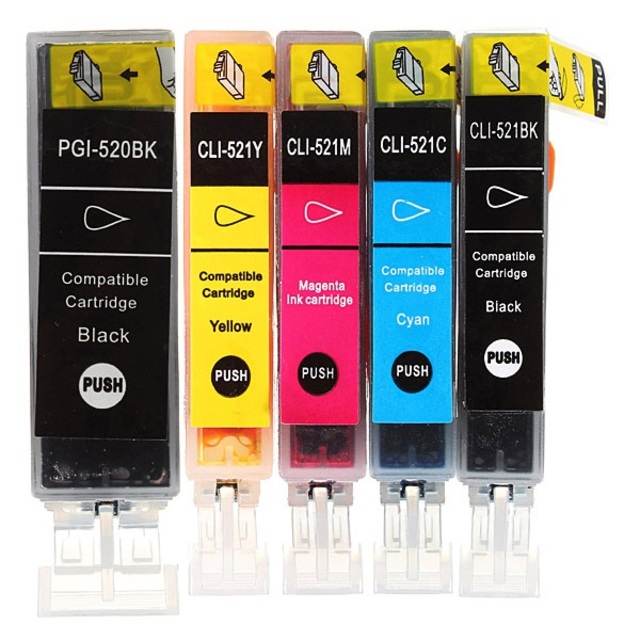 Multipack 5ks kompatibilních náplní PGI-520BK a CLI-521BK/C/M/Y s čipem